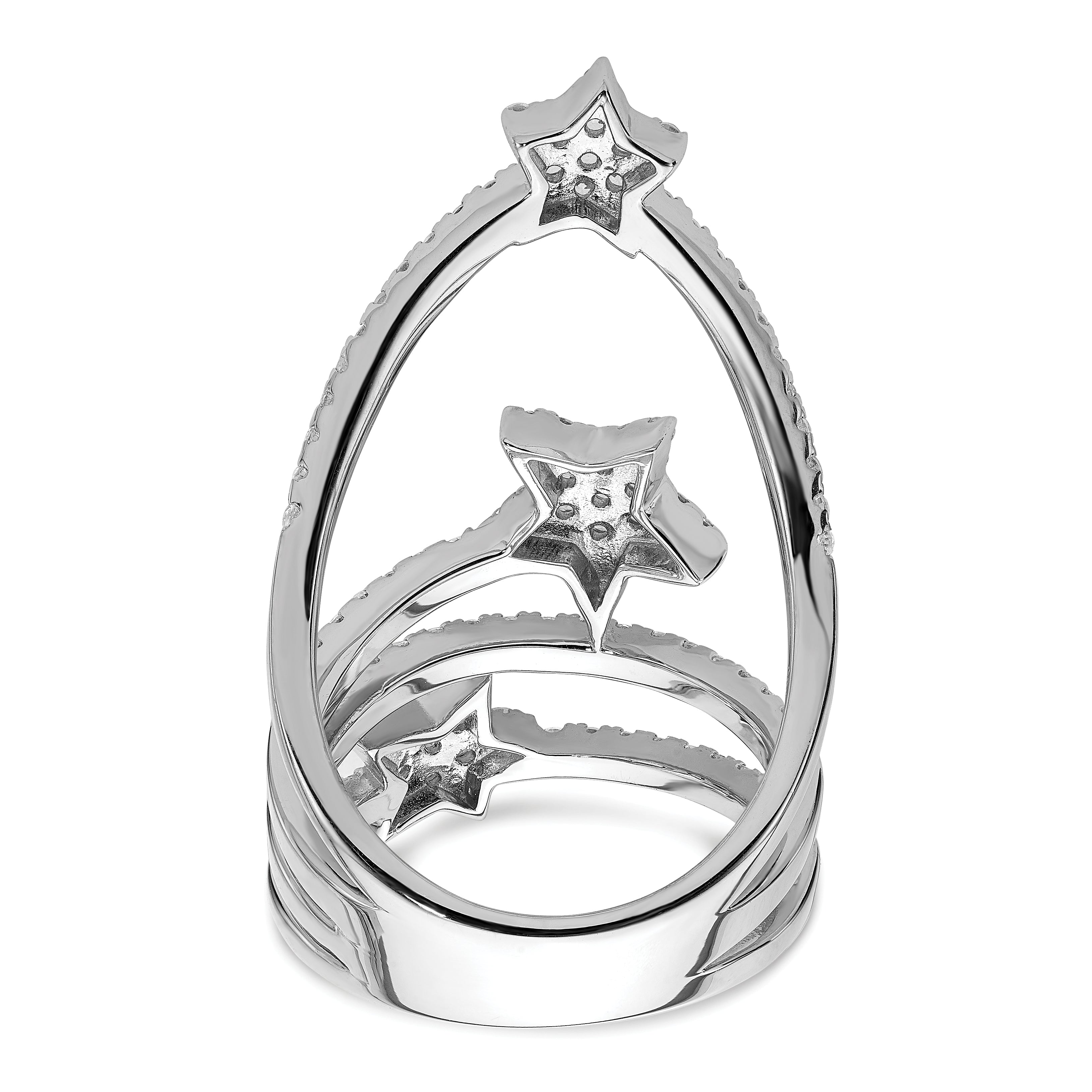 Sterling Silver Rhodium-plated CZ Star Ring