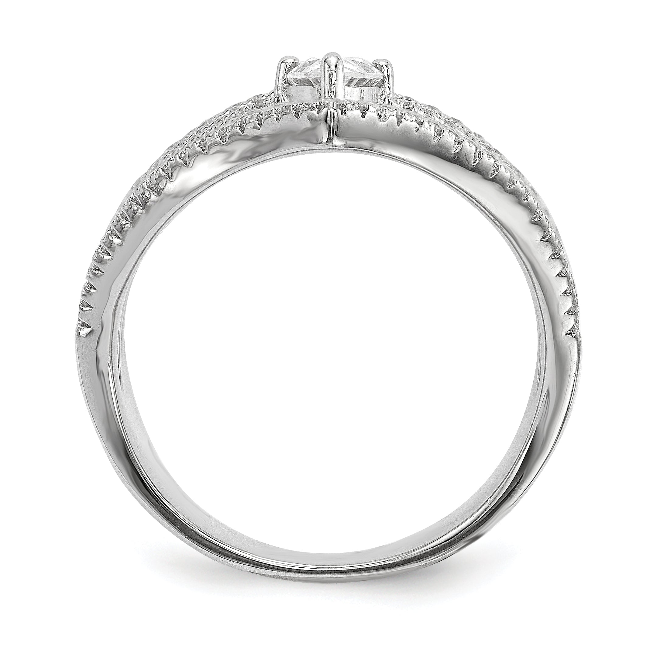 Sterling Silver Rhodium-plated CZ Ring