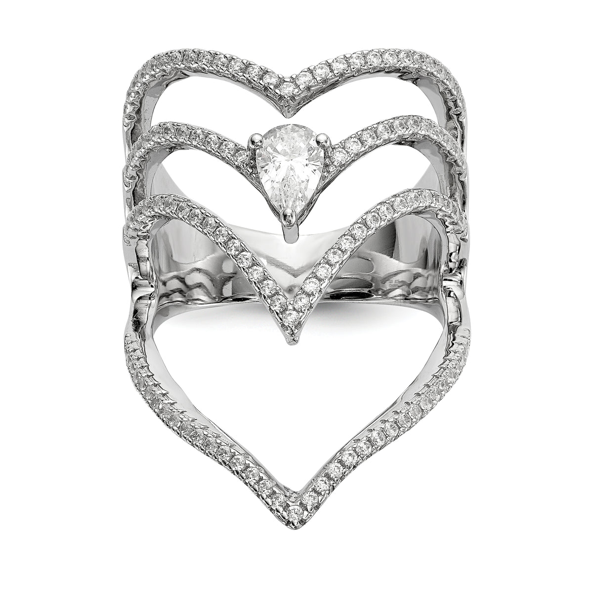 Sterling Silver Rhodium-plated CZ Ring