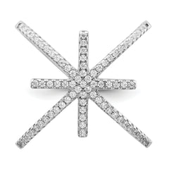 Sterling Silver Rhodium-plated CZ Star Criss Cross Ring