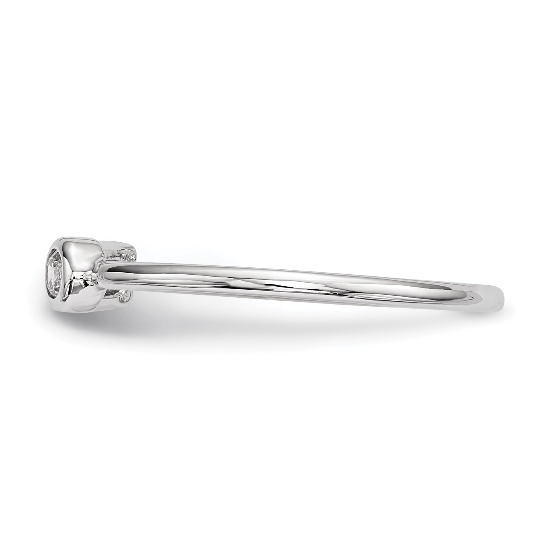 Sterling Silver Rhodium-plated CZ Square and Circle Adjustable Ring