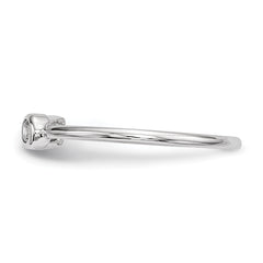 Sterling Silver Rhodium-plated CZ Square and Circle Adjustable Ring