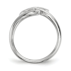 Sterling Silver Rhodium-plated CZ Adjustable Fingernail Ring