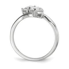 Sterling Silver Rhodium-plated CZ Two Stone Polished Ring