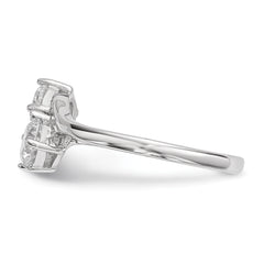 Sterling Silver Rhodium-plated CZ Two Stone Polished Ring