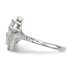 Sterling Silver Rhodium-plated CZ Two Stone Polished Bypass Ring