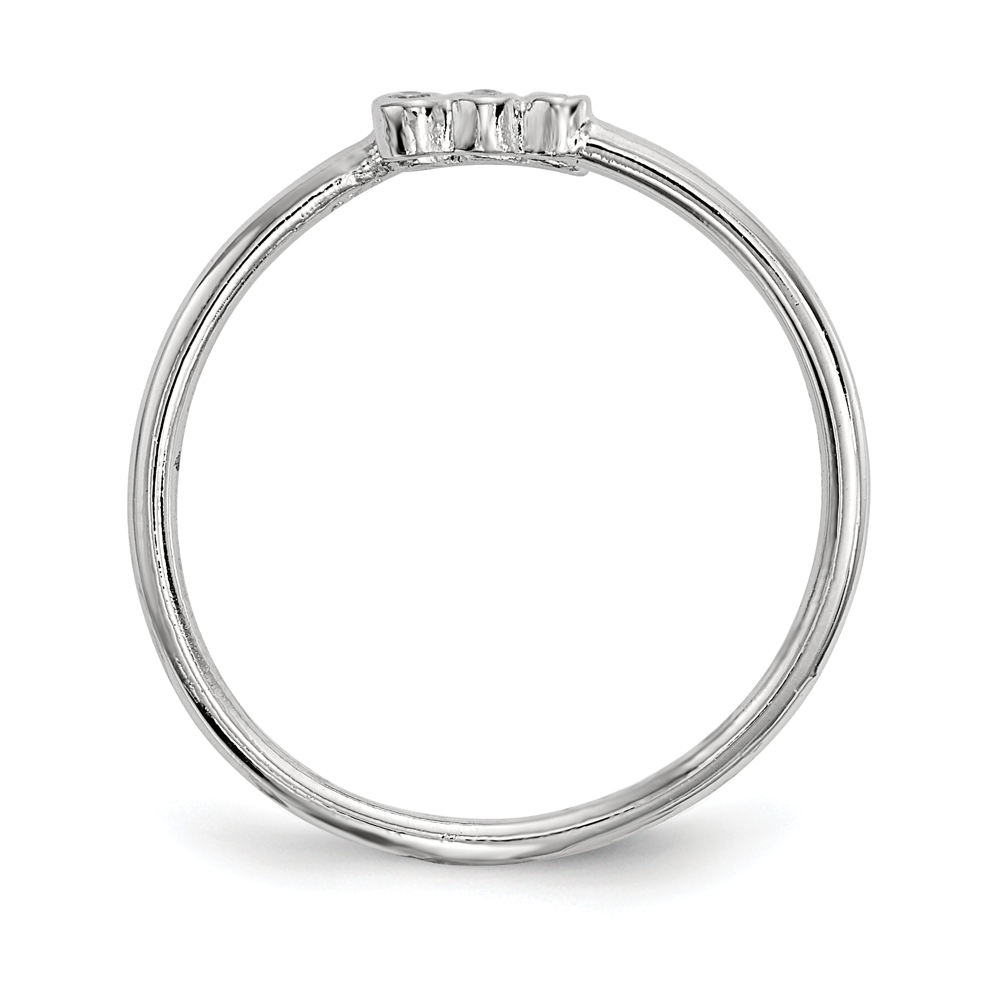 Sterling Silver Rhodium-plated CZ Adjustable Ring