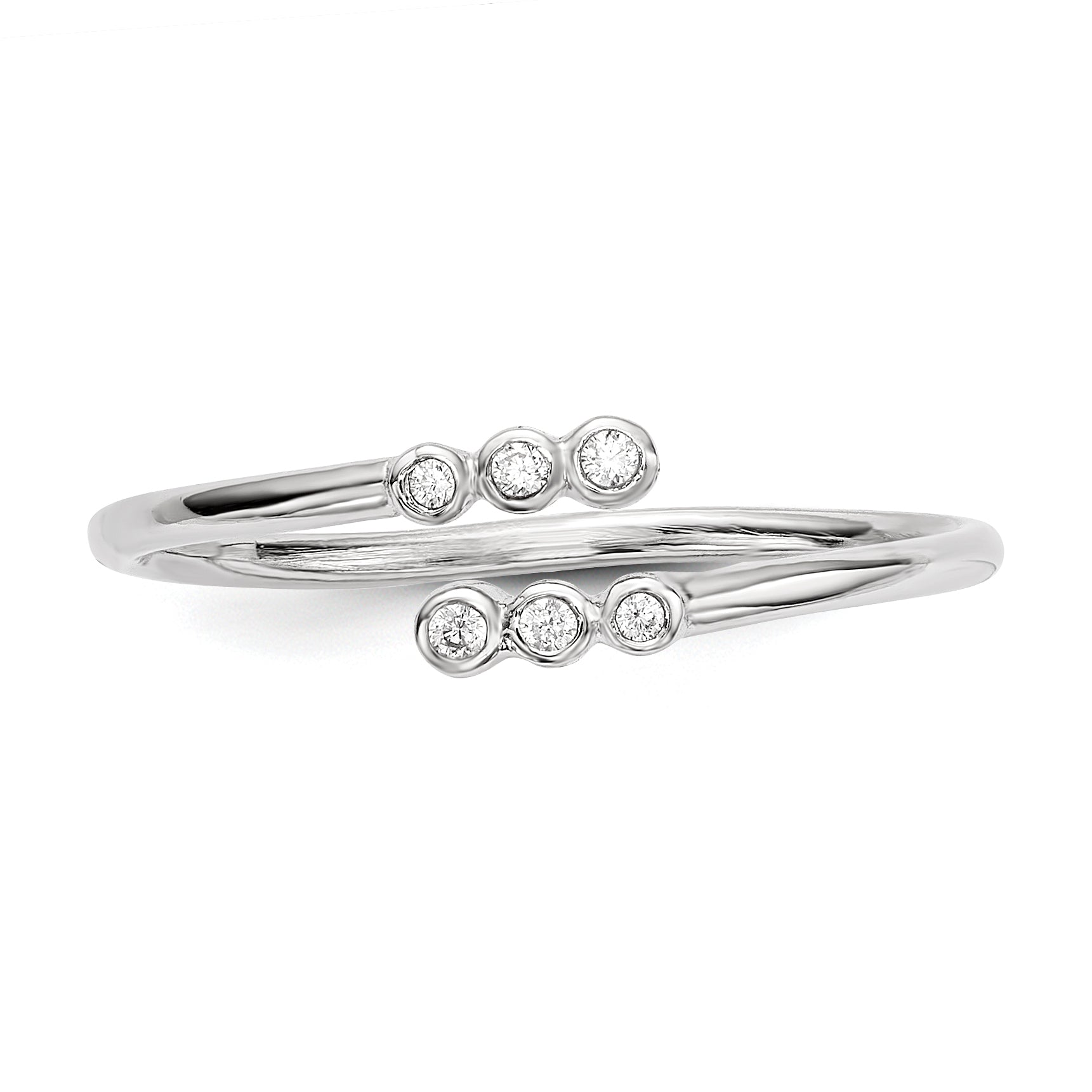 Sterling Silver Rhodium-plated CZ Adjustable Ring