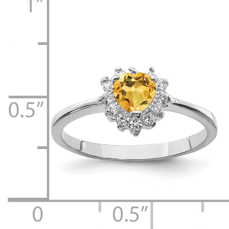 Sterling Silver Rhodium Citrine ring