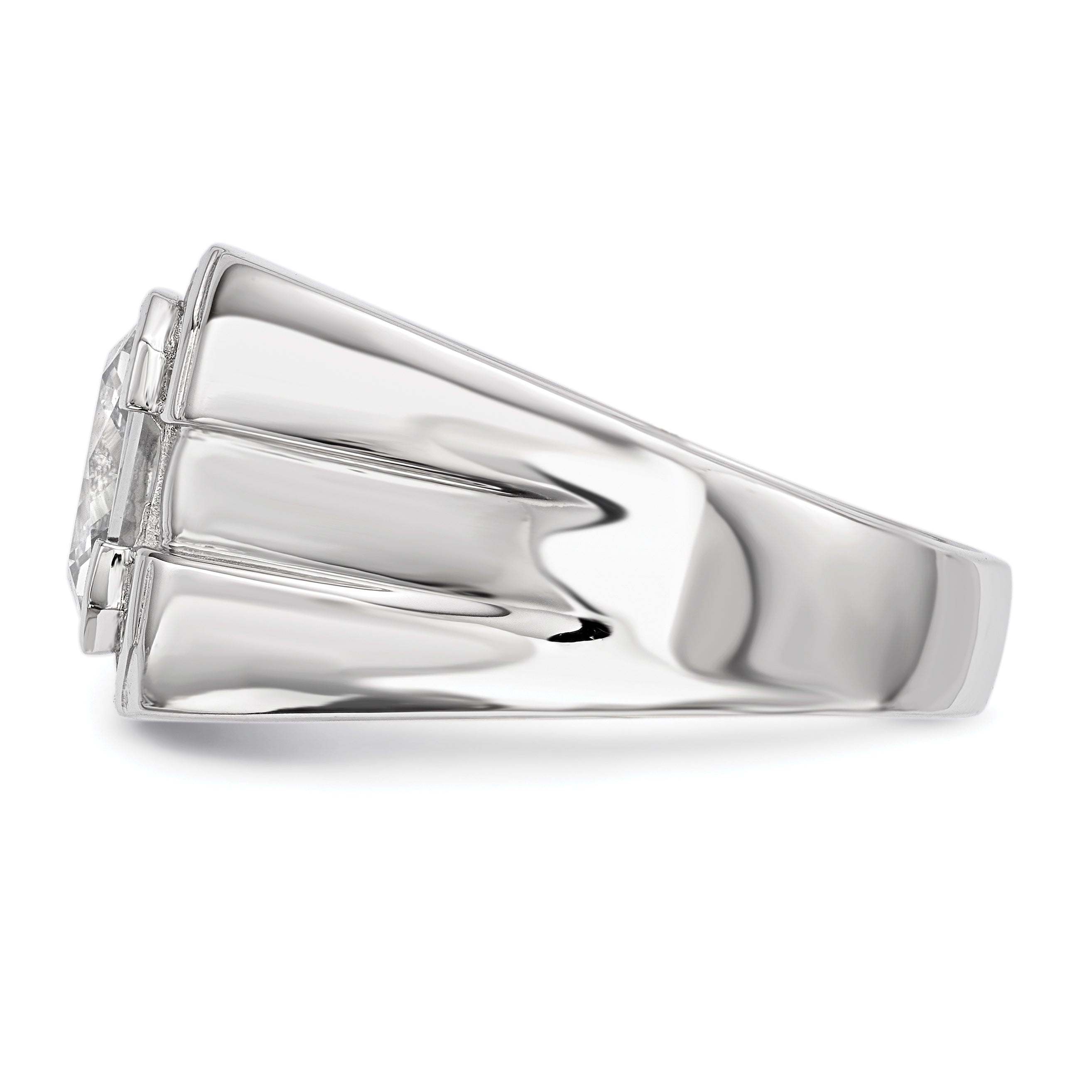 Sterling Silver Rhodium-plated Mens CZ Ring