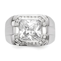 Sterling Silver Rhodium-plated Mens CZ Ring