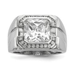 Sterling Silver Rhodium-plated Mens CZ Ring