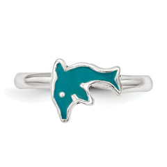 Sterling Silver Polished Enameled Dolphin Toe Ring