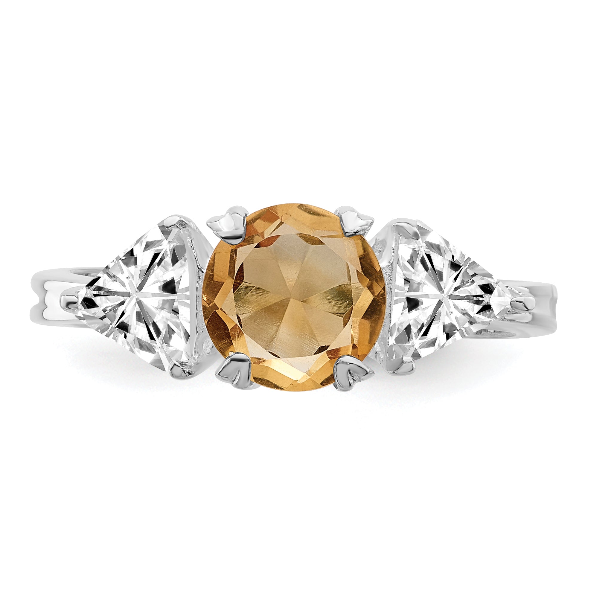 Sterling Silver Rhodium Citrine ring