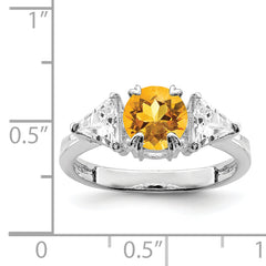 Sterling Silver Rhodium Citrine ring