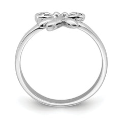 Sterling Silver Rhodium-plated Polished CZ Dragonfly Children's Ring