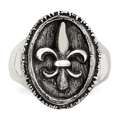 Sterling Silver Antiqued Fleur de Lis Ring