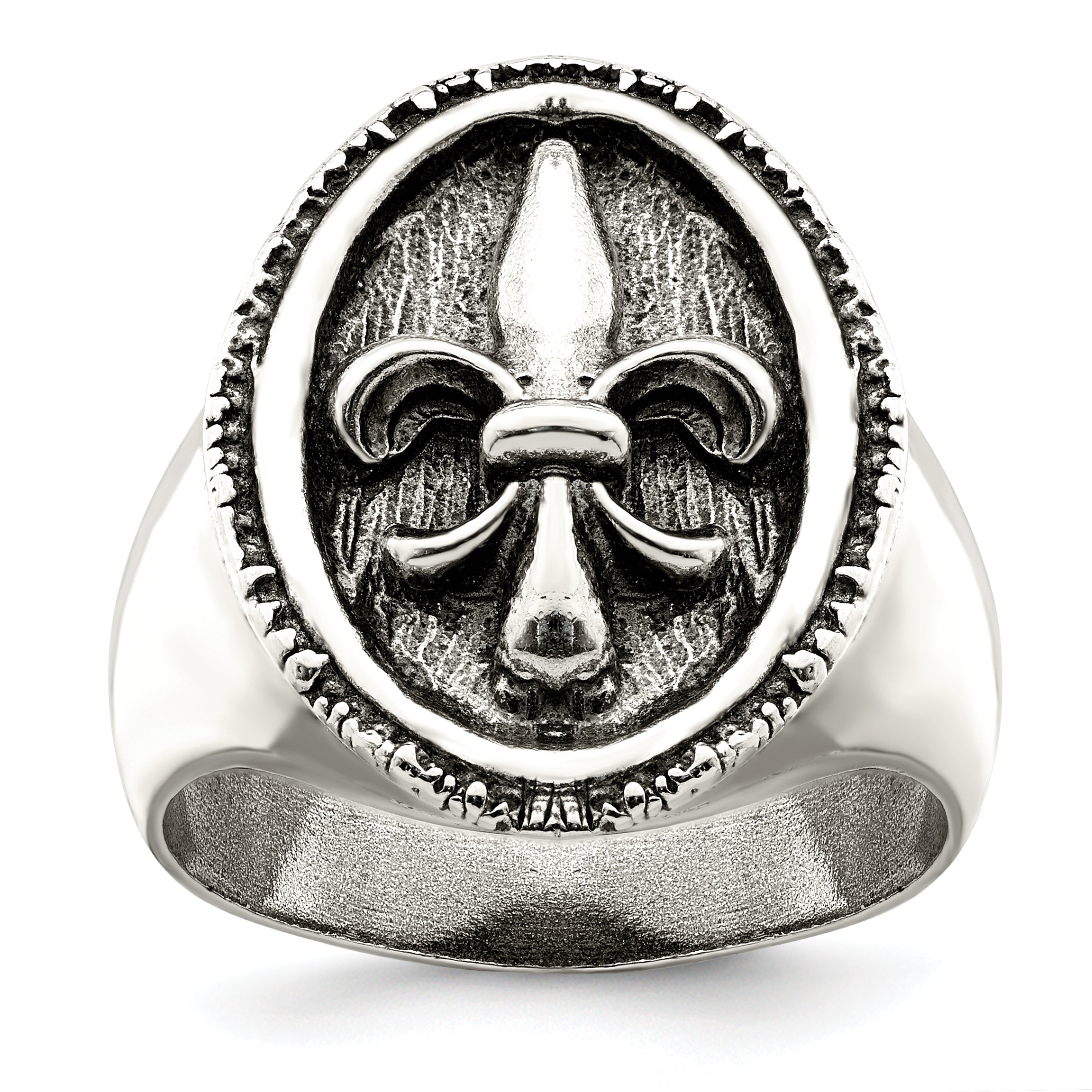 Sterling Silver Antiqued Fleur de Lis Ring