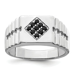 Sterling Silver Rhodium-plated Men's Onyx Ring