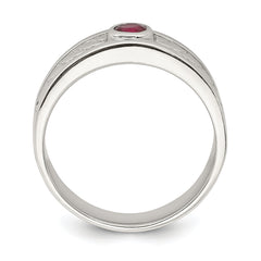 Sterling Silver Rhodium-plated Men's Ruby Ring