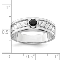 Sterling Silver Rhodium-plated Men's Onyx Ring