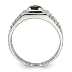 Sterling Silver Rhodium-plated Men's Onyx and White Topaz Ring