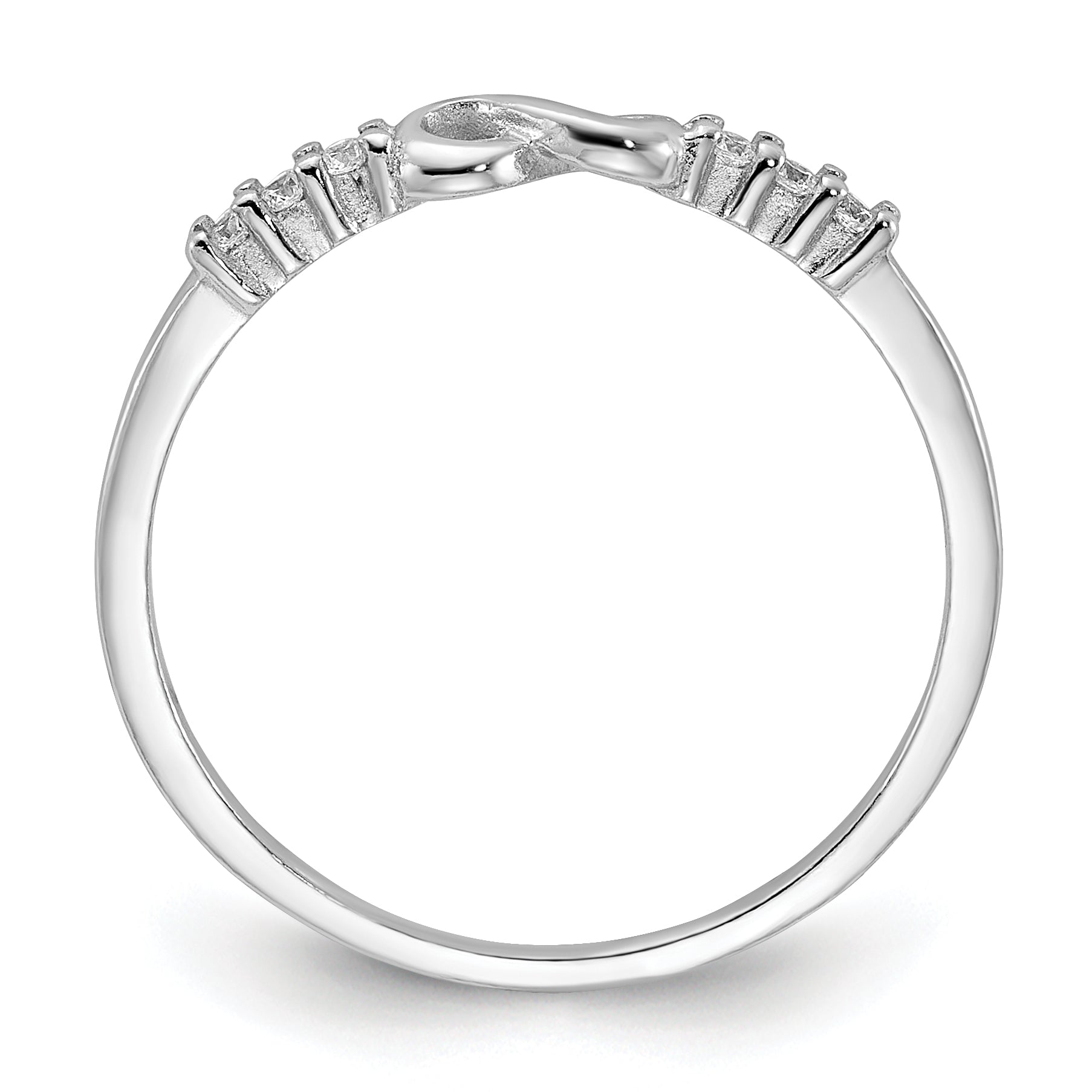 Sterling Silver Rhodium Plated CZ Infinity Ring