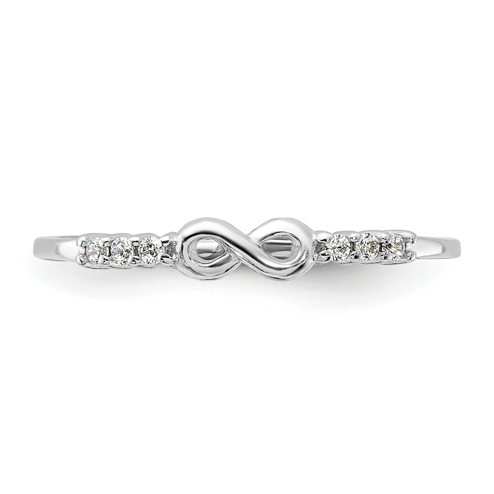 Sterling Silver Rhodium Plated CZ Infinity Ring