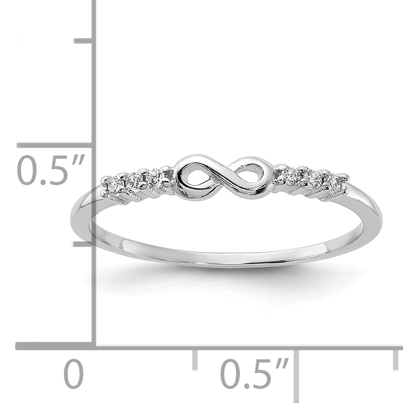 Sterling Silver Rhodium Plated CZ Infinity Ring