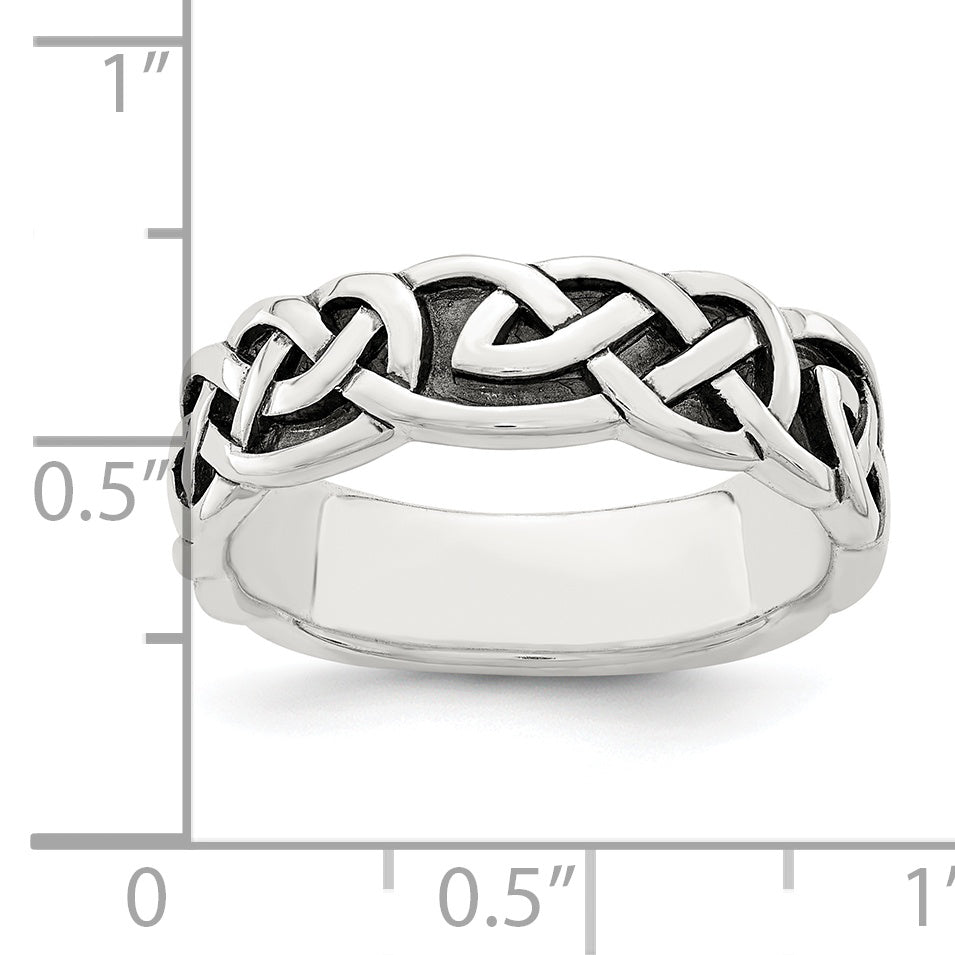 Sterling Silver Antiqued Celtic Knot Band