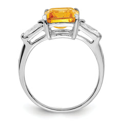 Sterling Silver Rhodium Citrine ring