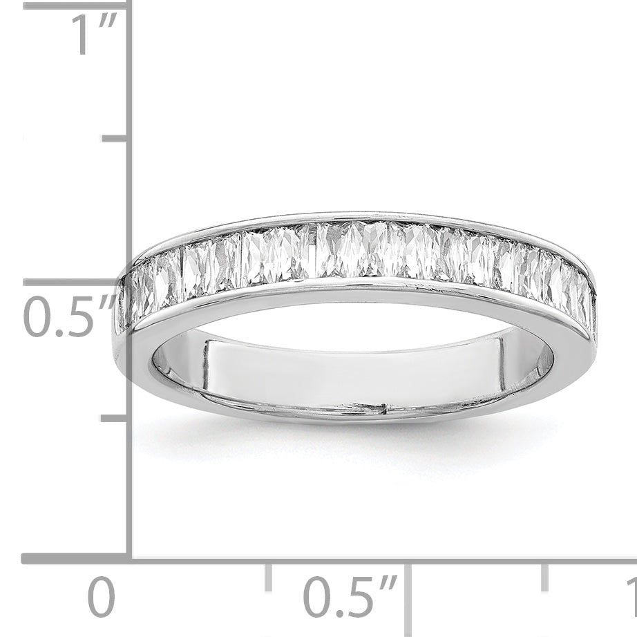 Sterling Silver Rhodium Plated CZ Ring