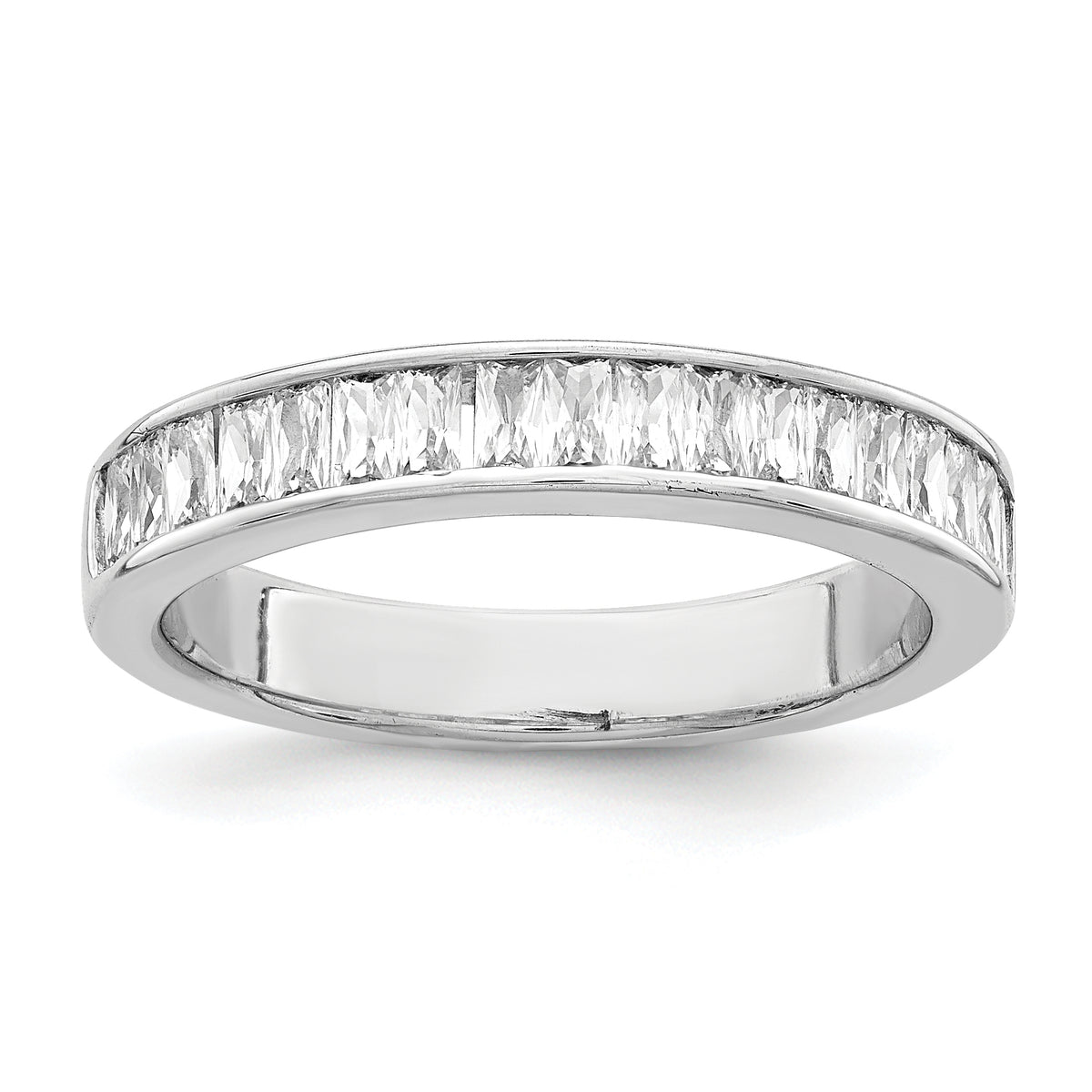 Sterling Silver Rhodium Plated CZ Ring