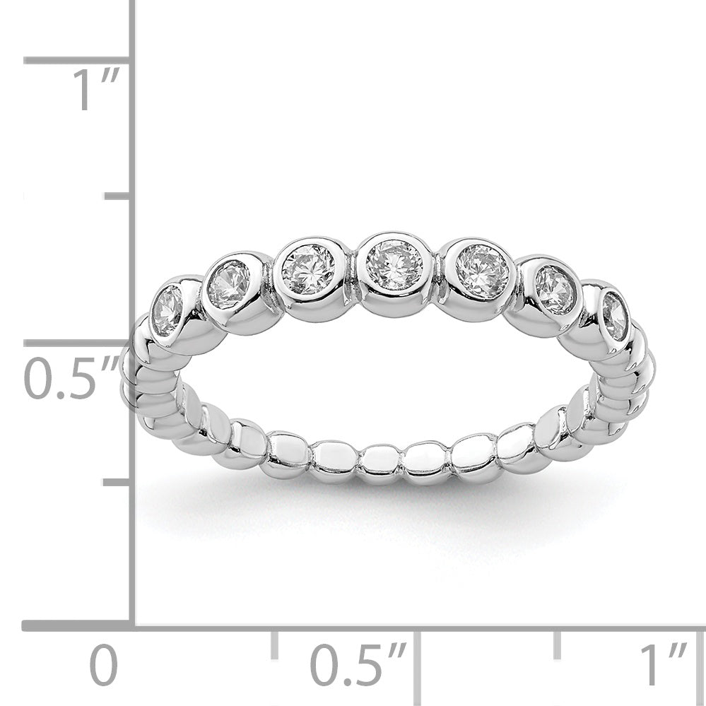 Sterling Silver Rhodium Plated CZ Ring