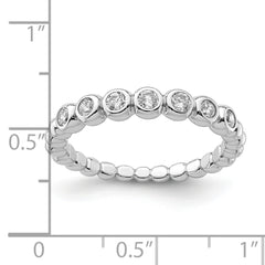 Sterling Silver Rhodium Plated CZ Ring