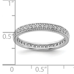 Sterling Silver Rhodium Plated CZ Ring