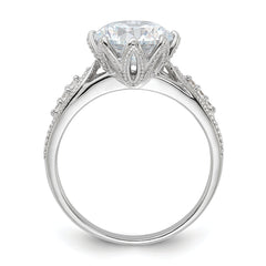 Sterling Silver Rhodium-plated 9mm CZ Ring