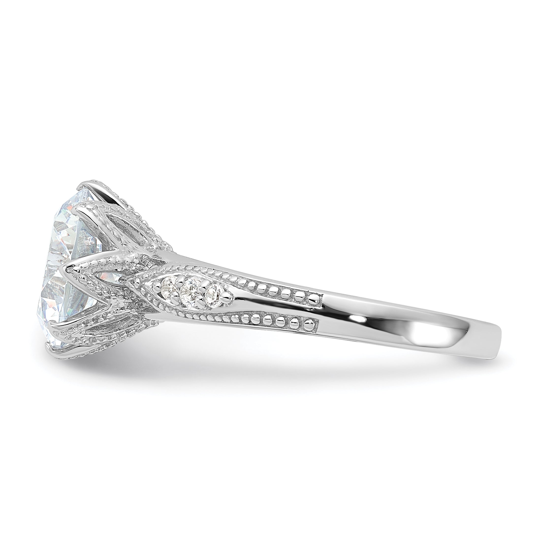 Sterling Silver Rhodium-plated 9mm CZ Ring