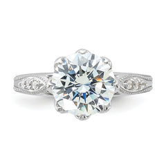 Sterling Silver Rhodium-plated 9mm CZ Ring