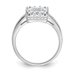 Sterling Silver Rhodium-plated Polished CZ Ring