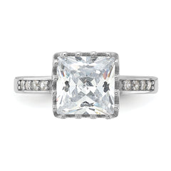 Sterling Silver Rhodium-plated Polished CZ Ring