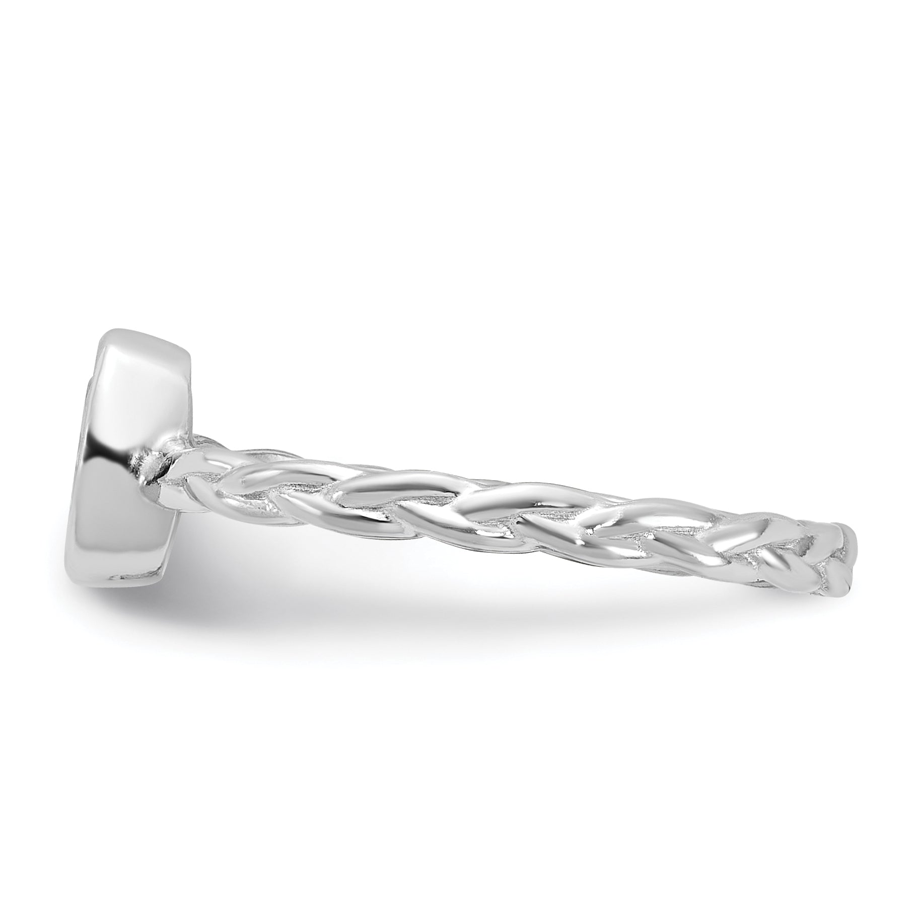 Sterling Silver Rhodium Plated CZ Braided Ring