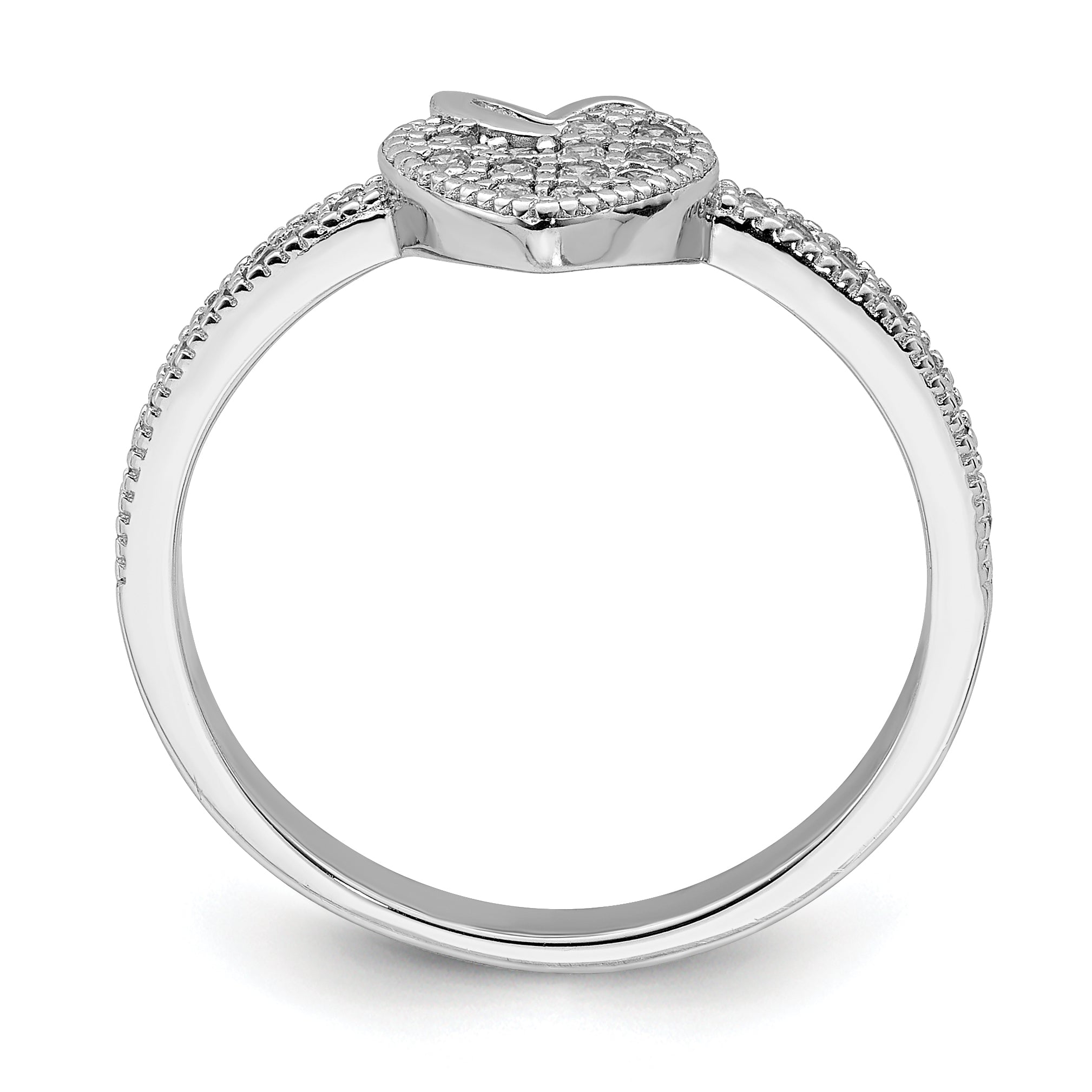 Sterling Silver Hearts Rhodium plated CZ Ring