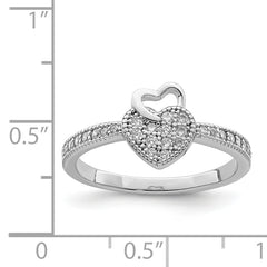 Sterling Silver Hearts Rhodium plated CZ Ring