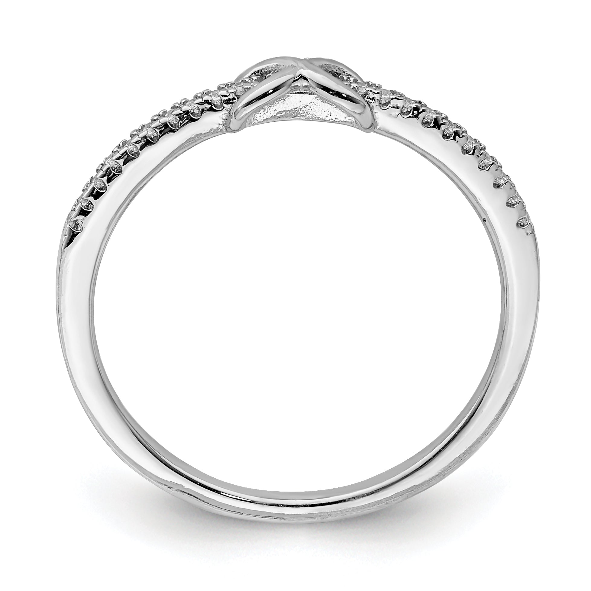 Sterling Silver Rhodium-plated CZ Infinity Ring