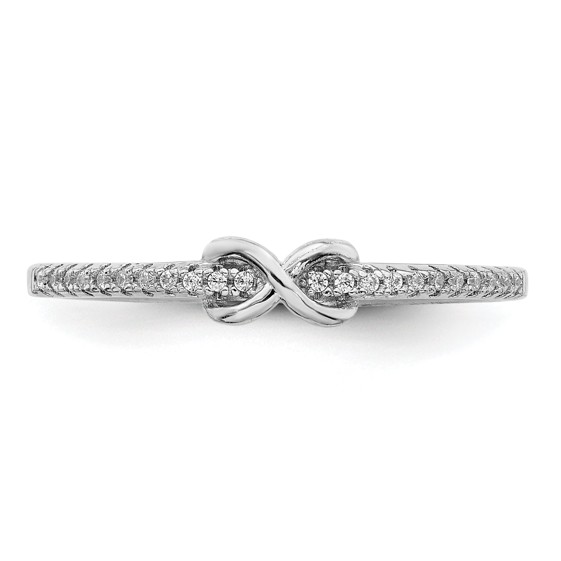 Sterling Silver Rhodium-plated CZ Infinity Ring