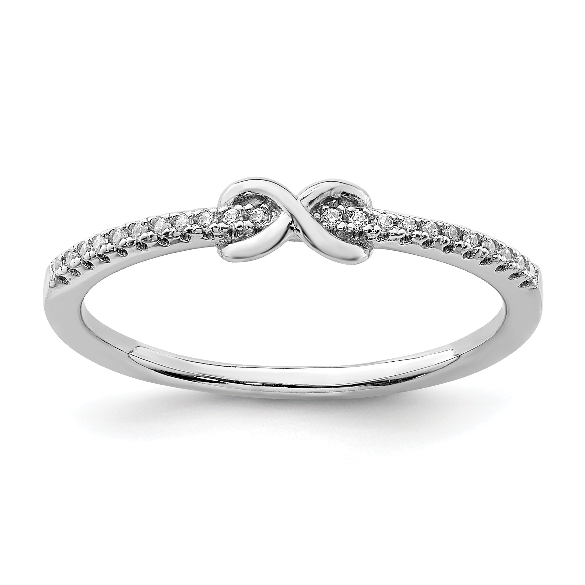 Sterling Silver Rhodium-plated CZ Infinity Ring