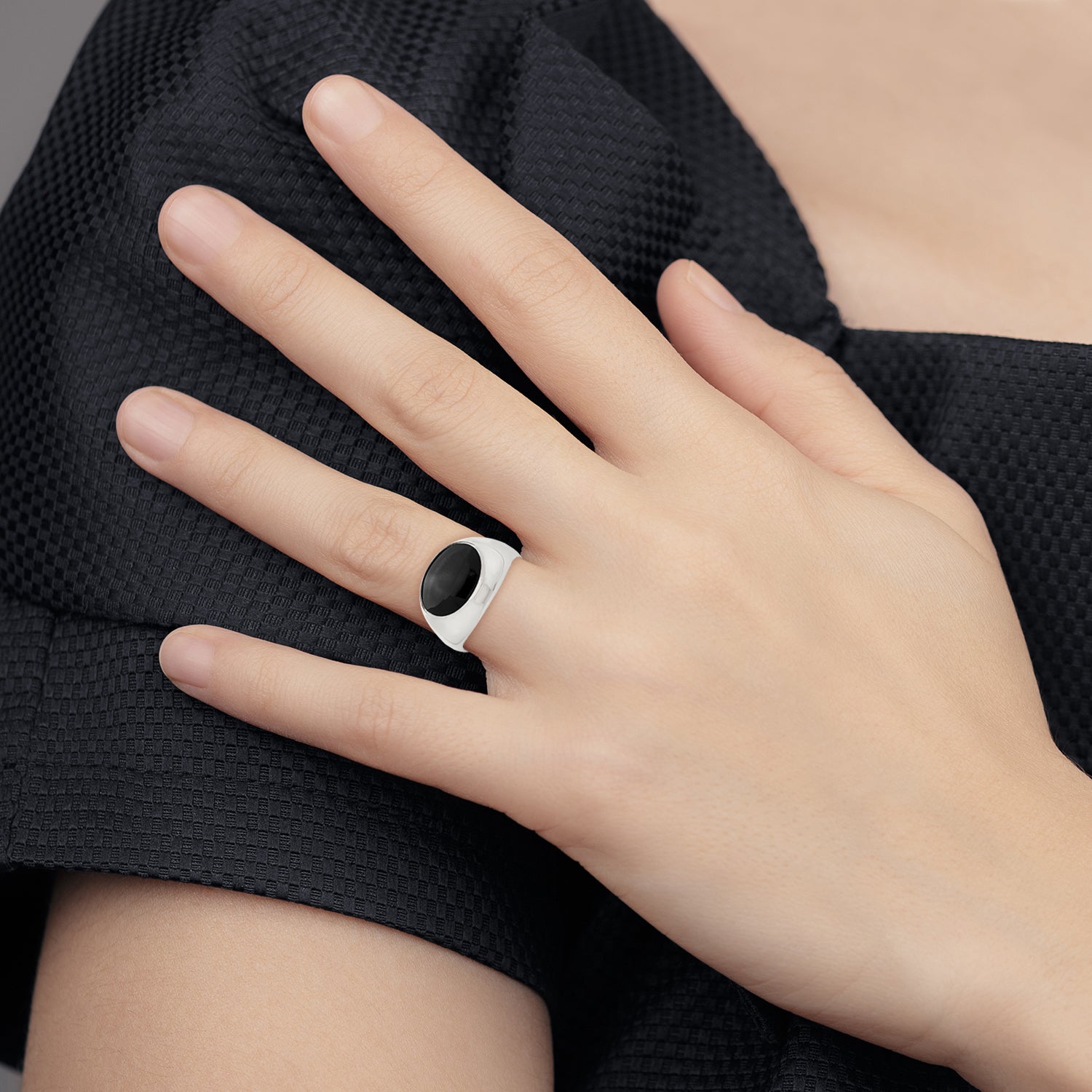 Sterling Silver Polished Black Onyx Ring