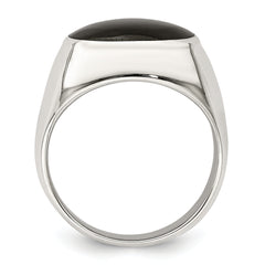 Sterling Silver Polished Black Onyx Ring