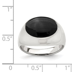 Sterling Silver Polished Black Onyx Ring